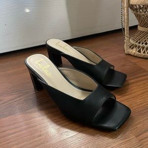 Lulus chic elegant black mules heels